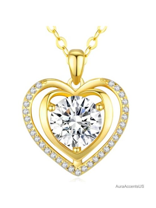 Jewelry - 18K Platinum Filled 925 Sterling Silver Moissanite Heart Pendant Necklace